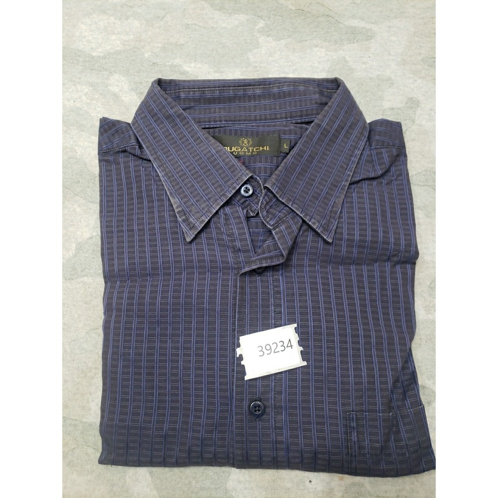 Bugatchi Shirt Mens Large Blue Button Up Long Sleeve Dress Casual - Picture 9 of 9
